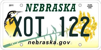 NE license plate XOT122