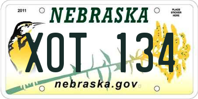 NE license plate XOT134