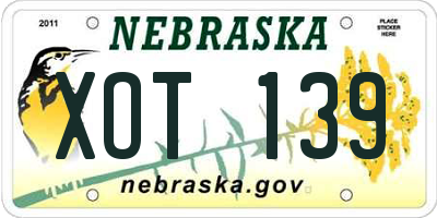 NE license plate XOT139