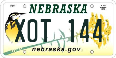 NE license plate XOT144