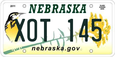 NE license plate XOT145