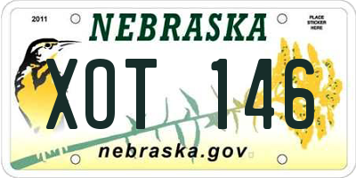NE license plate XOT146