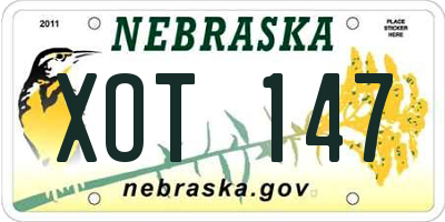 NE license plate XOT147
