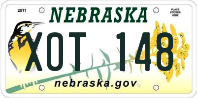 NE license plate XOT148