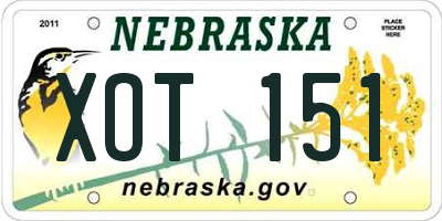 NE license plate XOT151