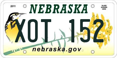 NE license plate XOT152