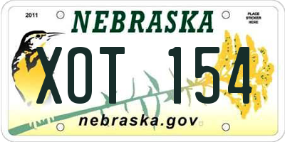 NE license plate XOT154