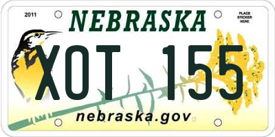 NE license plate XOT155