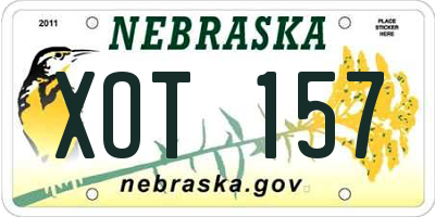 NE license plate XOT157