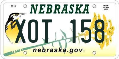 NE license plate XOT158