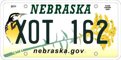 NE license plate XOT162