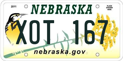 NE license plate XOT167