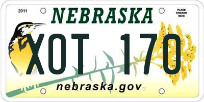NE license plate XOT170