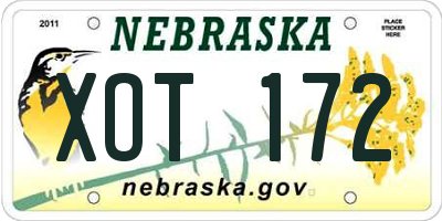 NE license plate XOT172