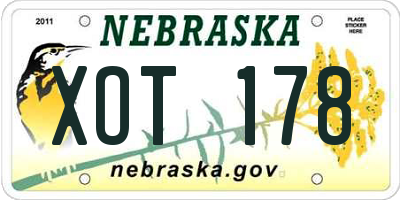 NE license plate XOT178
