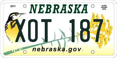 NE license plate XOT187