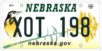 NE license plate XOT198