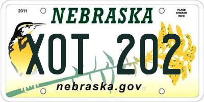 NE license plate XOT202