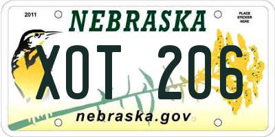 NE license plate XOT206