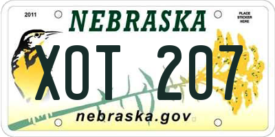 NE license plate XOT207