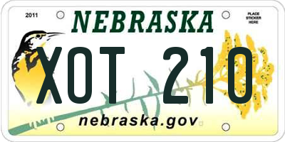 NE license plate XOT210