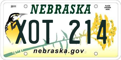 NE license plate XOT214
