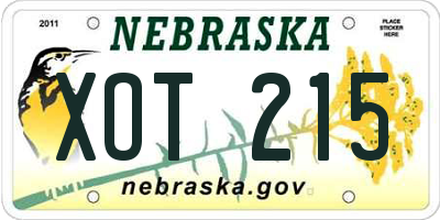 NE license plate XOT215
