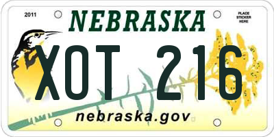 NE license plate XOT216