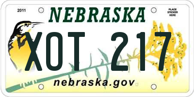 NE license plate XOT217