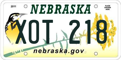 NE license plate XOT218