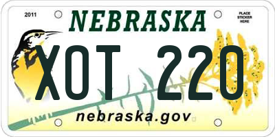 NE license plate XOT220