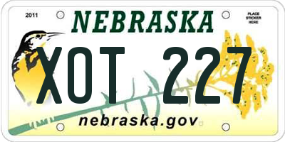 NE license plate XOT227