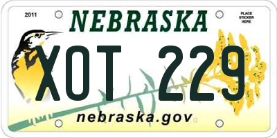 NE license plate XOT229
