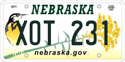 NE license plate XOT231