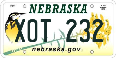 NE license plate XOT232