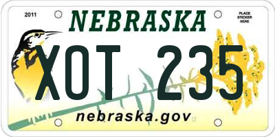 NE license plate XOT235