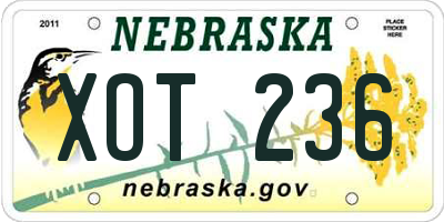 NE license plate XOT236