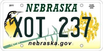 NE license plate XOT237
