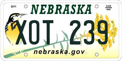 NE license plate XOT239