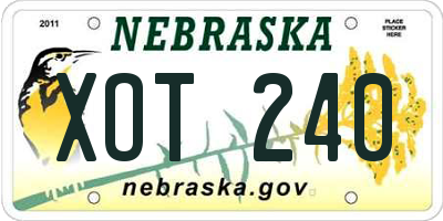 NE license plate XOT240