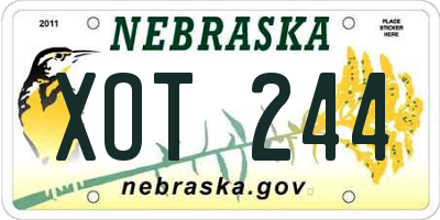 NE license plate XOT244