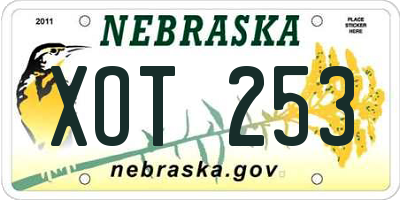 NE license plate XOT253