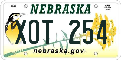 NE license plate XOT254