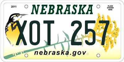 NE license plate XOT257
