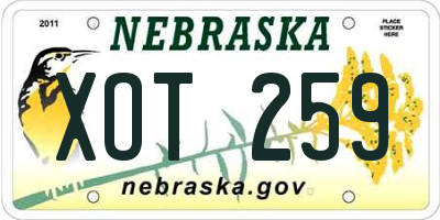 NE license plate XOT259