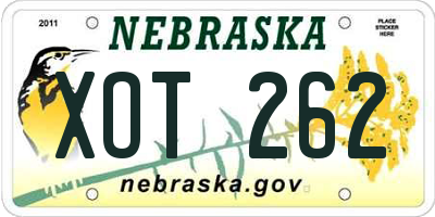 NE license plate XOT262