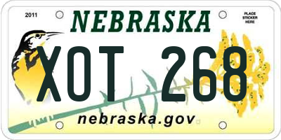 NE license plate XOT268