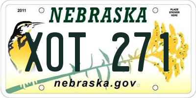NE license plate XOT271