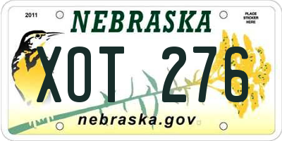 NE license plate XOT276