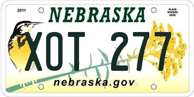 NE license plate XOT277